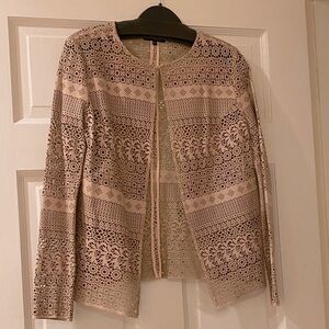 Raoul Lazer Cut Leather Jacket. Nude. XS